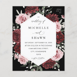 Budget Burgundy & Blush Pink 6 Floral - Zwart Flyer