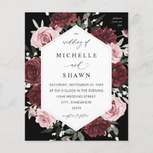 Budget Burgundy & Blush Pink 6 Floral - Zwart Flyer