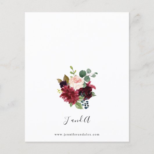 Budget Burgundy, Blush Pink en Navy Floral Wedding (Achterkant)