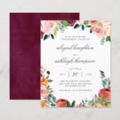 Budget Burgundy Blush Pink Floral Engagement Party (Voorkant / Achterkant)
