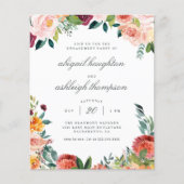 Budget Burgundy Blush Pink Floral Engagement Party (Voorkant)