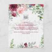 BUDGET Burgundy Blush Pink Floral Wedding INVITE (Achterkant)