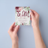 BUDGET Burgundy Blush Pink Floral Wedding INVITE Flyer (Hand)