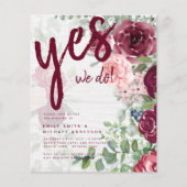 BUDGET Burgundy Blush Pink Floral Wedding INVITE Flyer (Voorkant)