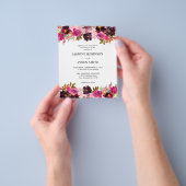 Budget Burgundy Blush Pink & Paarse Floral Wedding Flyer (Hand)
