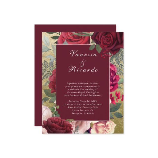 Budget Burgundy Blush Red Roses Weddenschap (Voorkant / Achterkant in situ)