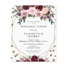 Budget Burgundy Blush repesal Dinner Invitation