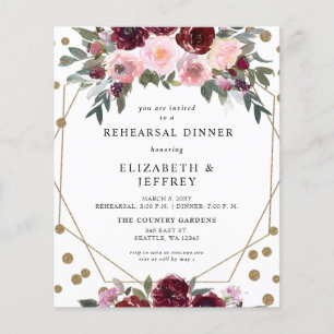 Budget Burgundy Blush repesal Dinner Invitation