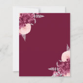 Budget Burgundy Blush Silver Floral Wedding Invite (Achterkant)