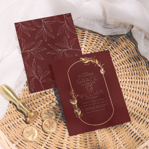Budget Burgundy Botanical Gold Lijst Wedding