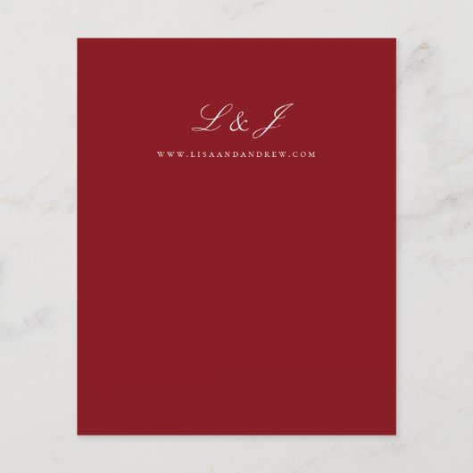 Budget Burgundy Calligraphy Wedding Flyer (Achterkant)