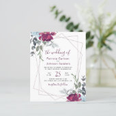 Budget burgundy chic floral bruiloft-uitnodiging (Staand voorkant)
