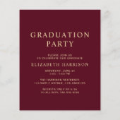 Budget Burgundy College Gradution Party Invite (Achterkant)