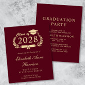 Budget Burgundy College Gradution Party Invite