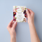 Budget Burgundy & Dusty Pink Floral 5 Weddenschap  Flyer (Hand)