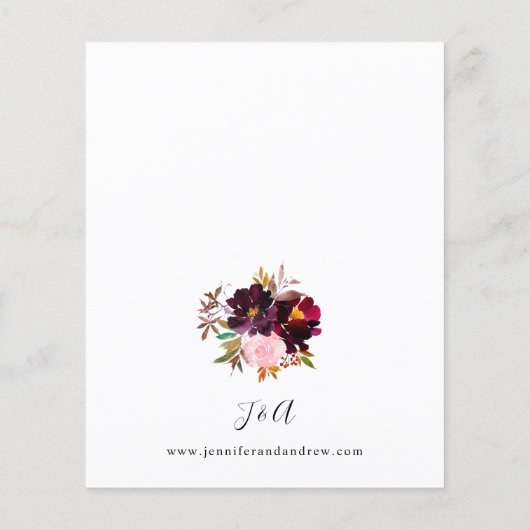 Budget Burgundy & Dusty Pink Floral 5 Weddenschap  Flyer (Achterkant)