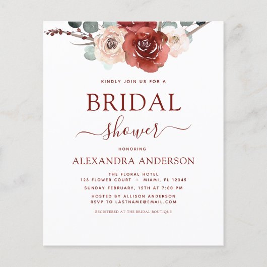 Budget Burgundy Eucalyptus Vrijgezellenfeest Herfs Flyer (Voorkant)