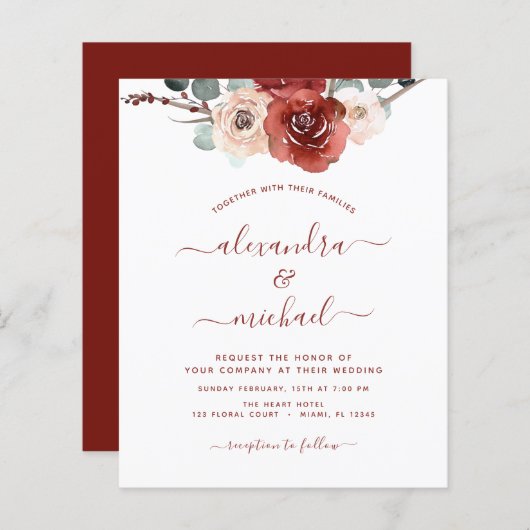 Budget Burgundy Eucalyptus Wedding Herfst (Voorkant / Achterkant)