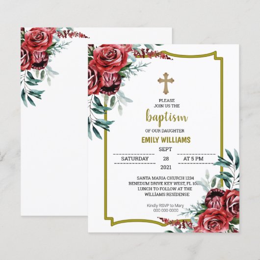 Budget Burgundy Floral Baptism (Voorkant / Achterkant)