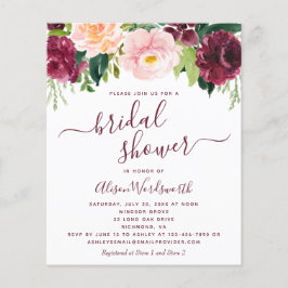 Budget Burgundy Floral Bridal Shower