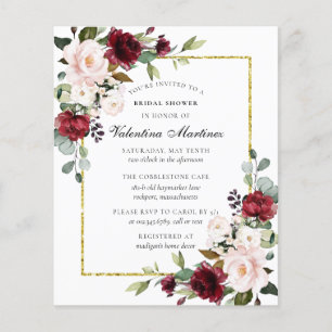 Budget Burgundy Floral Bridal Shower