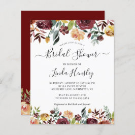 Budget Burgundy Floral Bridal Shower-uitnodigingen