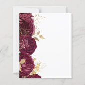 Budget Burgundy Floral Gold Script Weduwen Uitnodi (Achterkant)