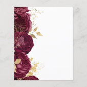 Budget Burgundy Floral Gold Script Weduwen Uitnodi (Achterkant)
