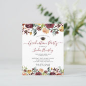 Budget Burgundy Floral Gradual Party Uitnodiging (Staand voorkant)