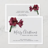 Budget Burgundy Floral Holiday Kaart nieuw adres (Voorkant / Achterkant)
