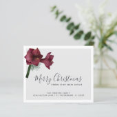 Budget Burgundy Floral Holiday Kaart nieuw adres (Staand voorkant)