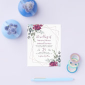 Budget burgundy floral lijst bruiloft uitnodiging flyer (Enkel)
