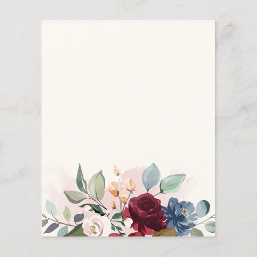 Budget Burgundy Floral Rustic Save the Date (Achterkant)