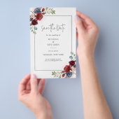 Budget Burgundy Floral Rustic Save the Date Flyer (Hand)