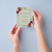 Budget Burgundy Floral Rustic Save the Date Flyer (Hand)
