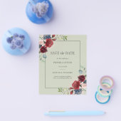 Budget Burgundy Floral Rustic Save the Date Flyer (Enkel)