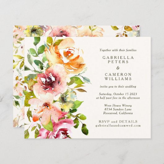 Budget Burgundy Floral Rustic Wedding (Voorkant / Achterkant)