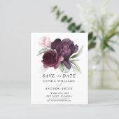 Budget Burgundy Floral Save the Date Invitation (Staand voorkant)