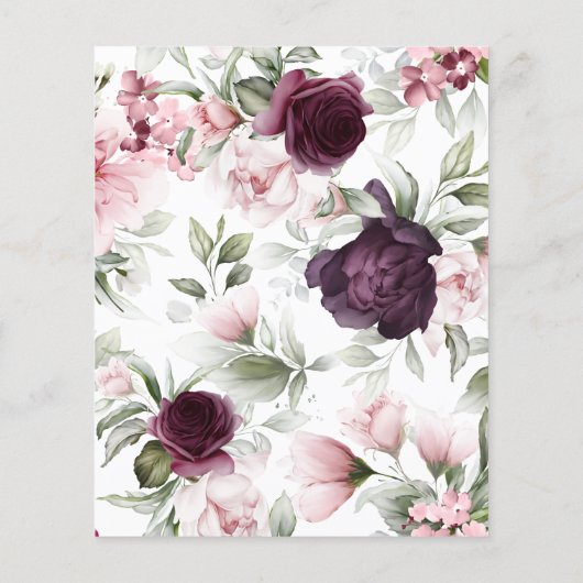 Budget Burgundy Floral Save the Date Invitation (Achterkant)