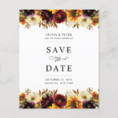 Budget Burgundy Floral Save the Date Invitation (Voorkant)