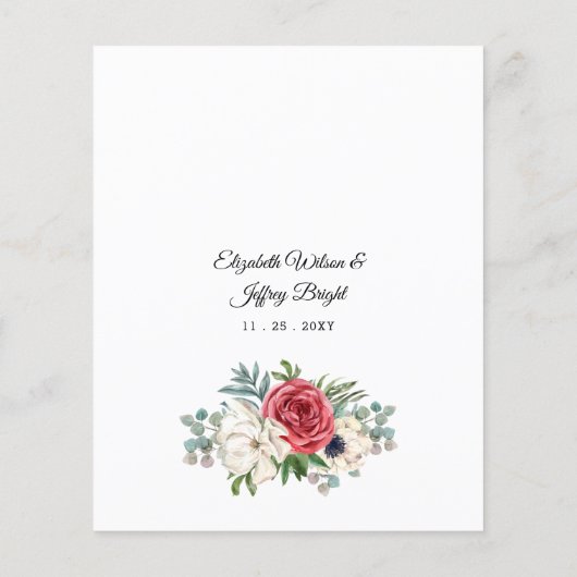 Budget Burgundy Floral Wedding Invitation (Achterkant)