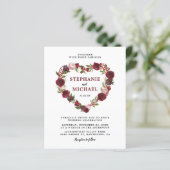 Budget Burgundy Floral Wedding Invitations (Staand voorkant)