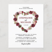 Budget Burgundy Floral Wedding Invitations (Voorkant)
