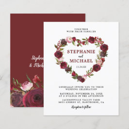 Budget Burgundy Floral Wedding Invitations