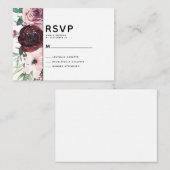 BUDGET Burgundy Floral Wedding RSVP Kaart Notitiekaartje (Voorkant / Achterkant)