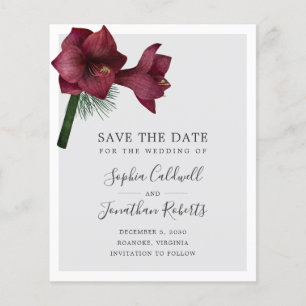 Budget Burgundy Floral Wedding Save the Date