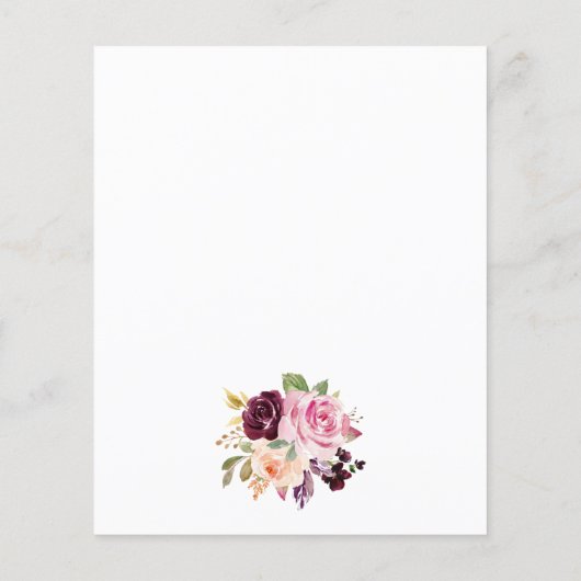 Budget Burgundy Flowers Baby shower Uitnodiging (Achterkant)