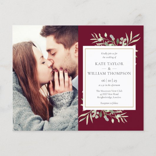 Budget Burgundy Foliage Foto Weddenschap (Voorkant)