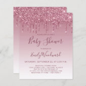 Budget Burgundy Glitter Baby shower Uitnodiging (Voorkant / Achterkant)