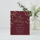 Budget Burgundy Glitter Confetti Uitnodiging (Staand voorkant)